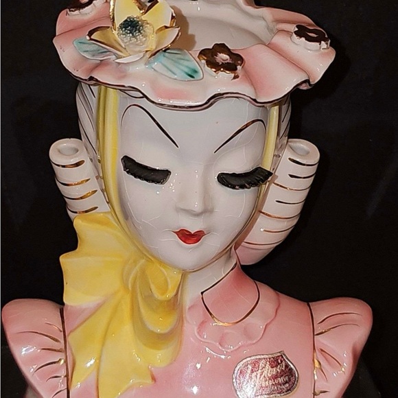 Vintage Ceramic Lady Head Vase “Barbara” by Lefton - Picture 2 of 8